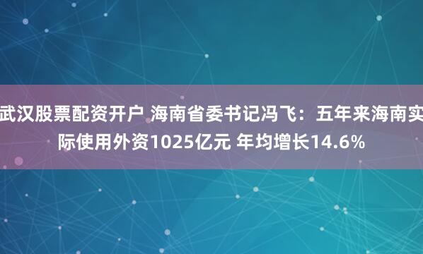 武汉股票配资开户 海南省委书记冯飞：五年来海南实际使用外资1025亿元 年均增长14.6%